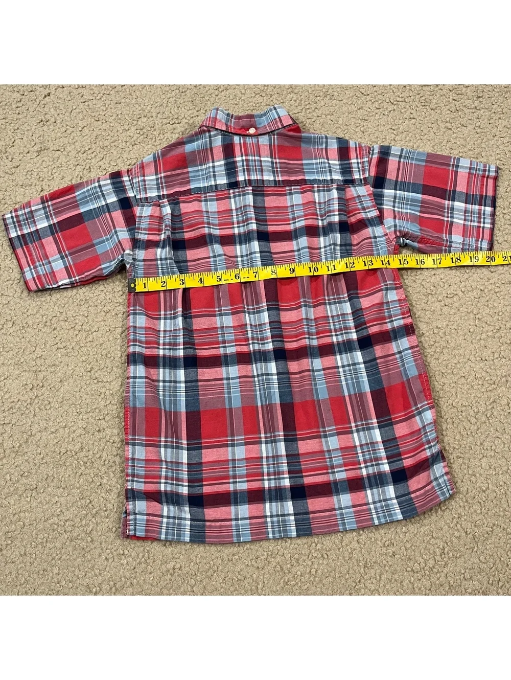 Polo Ralph Lauren Boys Shirt Size Small 8 S Plaid Red Blue Short Sleeve Button
